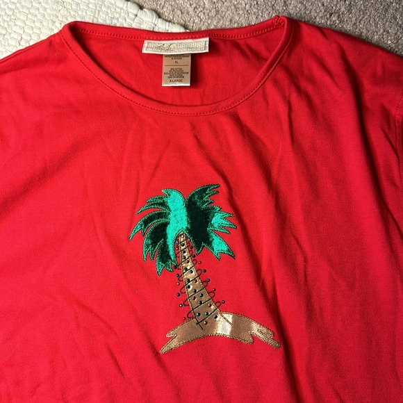 MC sportswear Woman’s palm tree 3/4 sleeve shirt Christmas size XL - Picture 3 of 4
